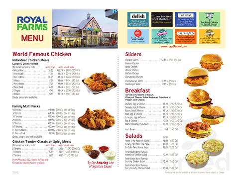 Royal farms menu specials - US$974.7 million (2022) Owner. Cloverland Farms Dairy. Number of employees. 1,300 (2022) Website. royalfarms .com. Royal Farms is a privately owned chain of convenience stores headquartered in Baltimore, Maryland. The company operates more than 200 stores throughout Maryland, Delaware, Pennsylvania, New Jersey, Virginia, West Virginia, and ... 